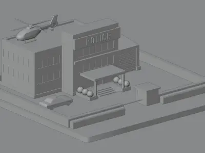 Police station Low-poly 3D model