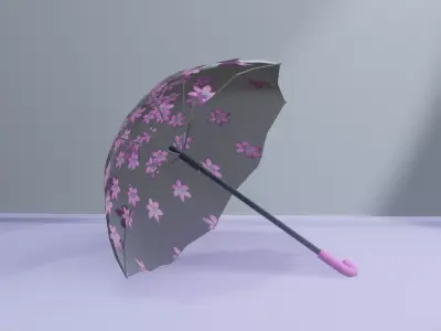 Umbrella 2 sakura Free low-poly 3D model