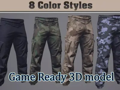 Cargo Pants 01 Low-poly 3D model