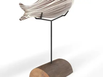 Fish wooden painted decoration for interiors 3D model