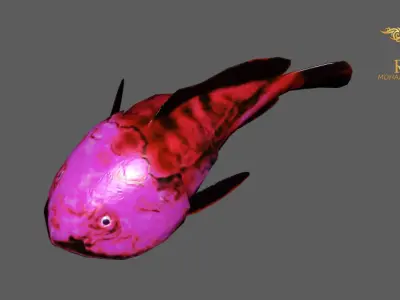 Animated Blob Fish - Loop Animation with 1160 Frames Low-poly 3D model