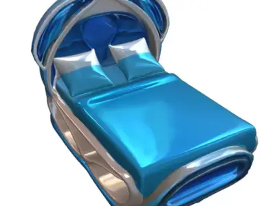 Futuristic Sci-Fi Luxury Bed Organic Cyberpunk Furniture Low-poly 3D model