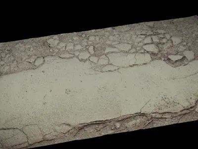 asphalt cracked tree roots part part5 Photogrammetry Low-poly 3D model