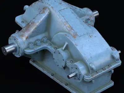 Reducer industrial gearbox Low-poly 3D model