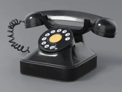 Retro Rotary Telephone PBR 3D model