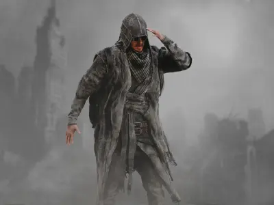 Post Apocalyptic Man Low-poly 3D model