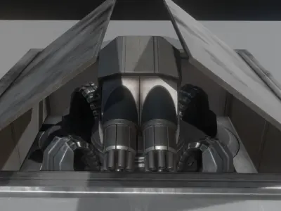 Futuristic Gatling Gun Tower Animated Low-poly 3D model