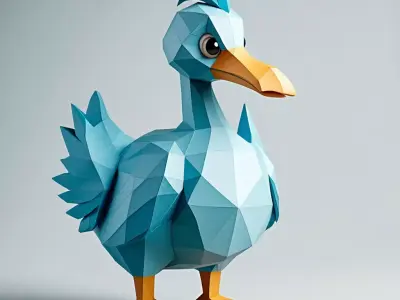 Low Poly Cartoon Duck Low-poly 3D model