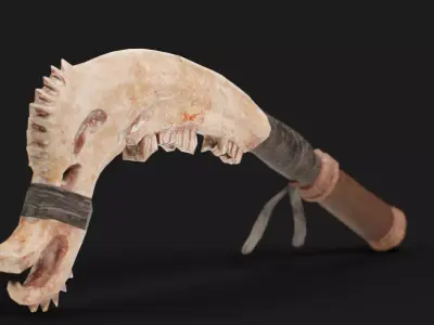 Ancient Fantasy Jawbone Club Low-poly 3D model
