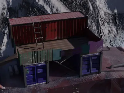 Antarctica ship in snow 3D model