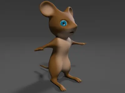 Standing Mouse Character Free low-poly 3D model