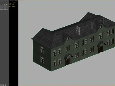 Wooden vintage residential building with arched entrances 3D model