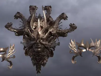 Baroque Mask and Shield Collection 1 3D model