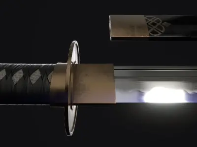 Katana samurai sword 3d Models and Textures Low-poly 3D model