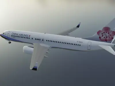 China airlines Boeing 737-800 with cockpit Low-poly 3D model Low-poly 3D model