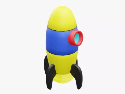 Kid-Friendly Cartoon Rocket Ship Low-poly 3D model