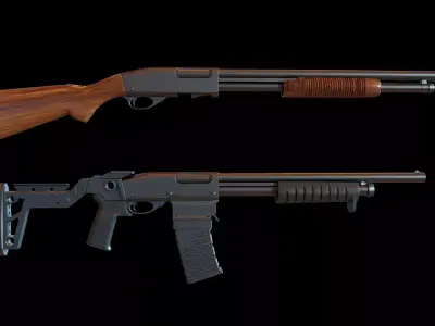 Remington 870 shotguns Low-poly 3D model