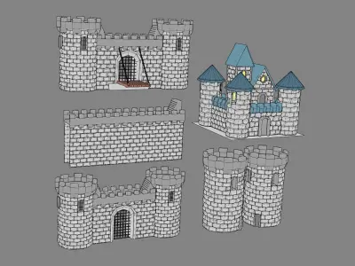 Cartoon Castle Low-poly 3D model