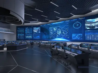 Monitoring room command center 3D model
