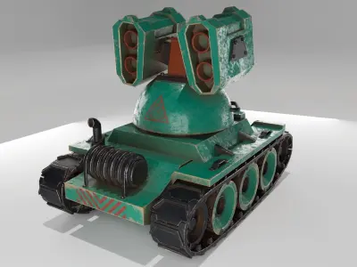 Low-poly 3D model of an anti-aircraft gun Low-poly 3D model
