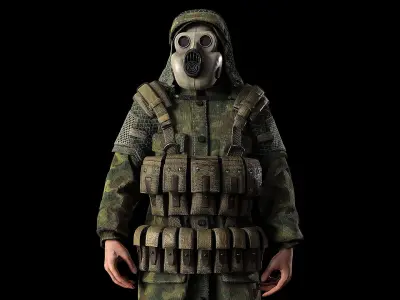 Post apocalyptic survivor 3 Game ready low poly character Low-poly 3D model