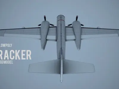 Lowpoly Grumman S-2 Tracker Low-poly 3D model