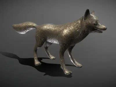 Fox Bronze Statue Low-poly 3D model