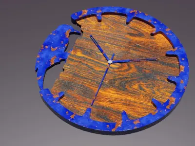 Clock wooden with metal face Free 3D model