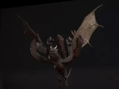 dragon king 7 heads Low-poly 3D model