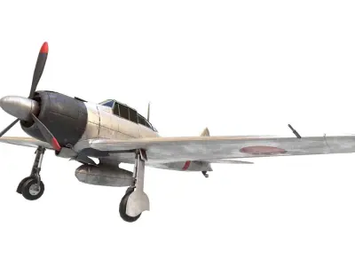 Mitsubishi A6M Zero Aircraft airplane fighter Low-poly 3D model