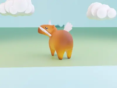 animated unicorn capybara Low-poly 3D model