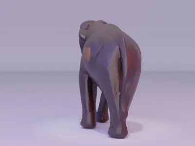 Elephant wood handmade sculpture 01 Low-poly 3D model
