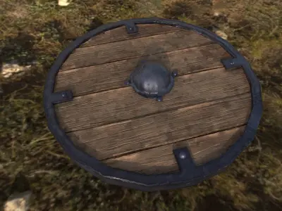 Stylized viking shield Low-poly 3D model