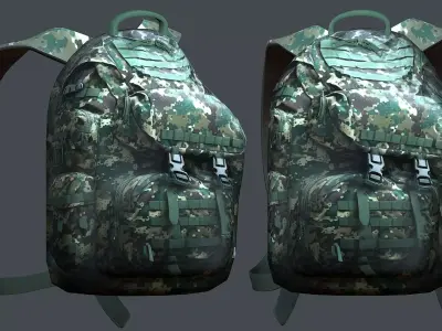 Backpack military combat Black baggage Low-poly Low-poly 3D model