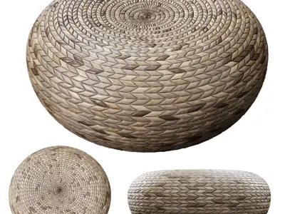 Rattan pouf Free 3D model