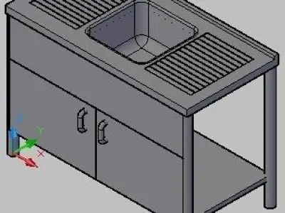 Industrial kitchen sink Free 3D model