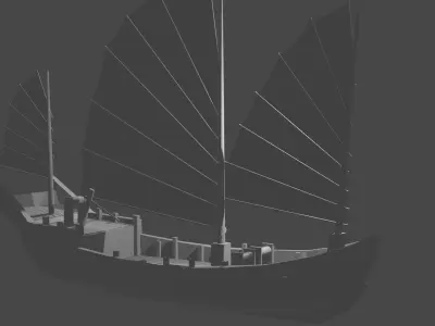 Junk ship Low-poly 3D model