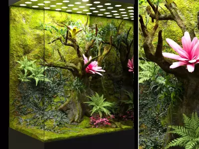 Paludarium terrarium design Low-poly 3D model