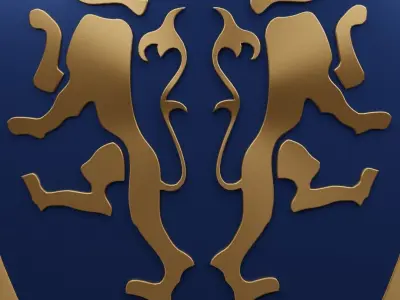 Medieval Two Tiger Emblem Shield Blender 3D printable 3MF OBJ Free 3D print model