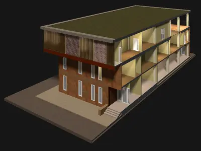 Home office in section cut 25-05 3D model