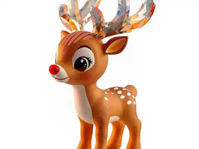 Crystal Antler Baby Reindeer 3D Model Magical Fawn Low-poly 3D model