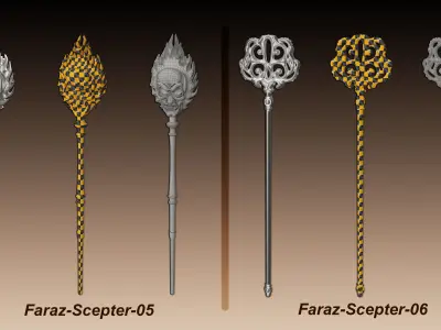 20 King Scepter 3D Model Basemesh Low-poly 3D model