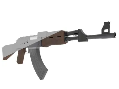 AK-47 3d model with tactical equipment Free low-poly 3D model