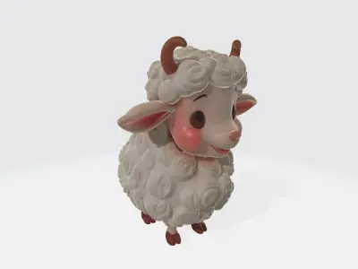 Cartoon sheep Low-poly 3D model