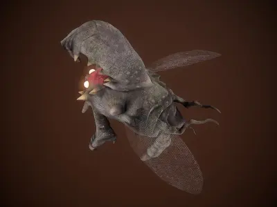 flying worms creature 1 Low-poly 3D model