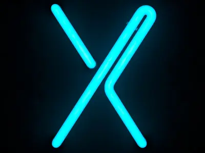 Neon Letter X 3D model