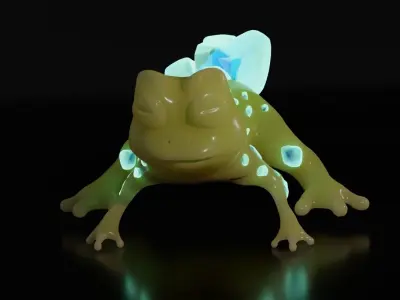 Frog Infected with Crystal Low-poly 3D model