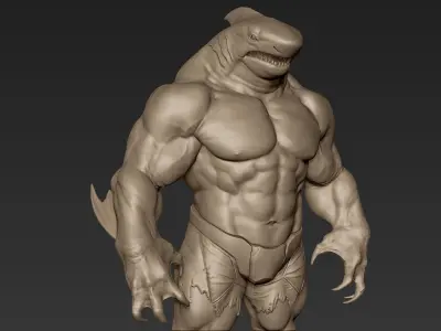 Sharkman 3D Print Model humanoid creature 3D model