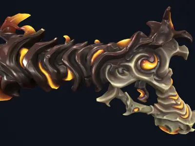 Fantasy undead pistol  Low-poly 3D model