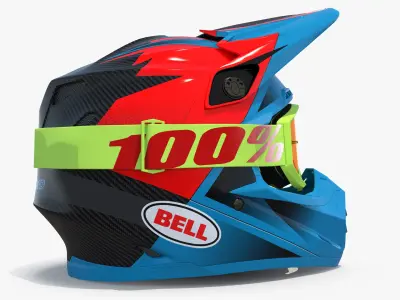 Bell Off-Road Motorcycle Helmet in Blue 3D model